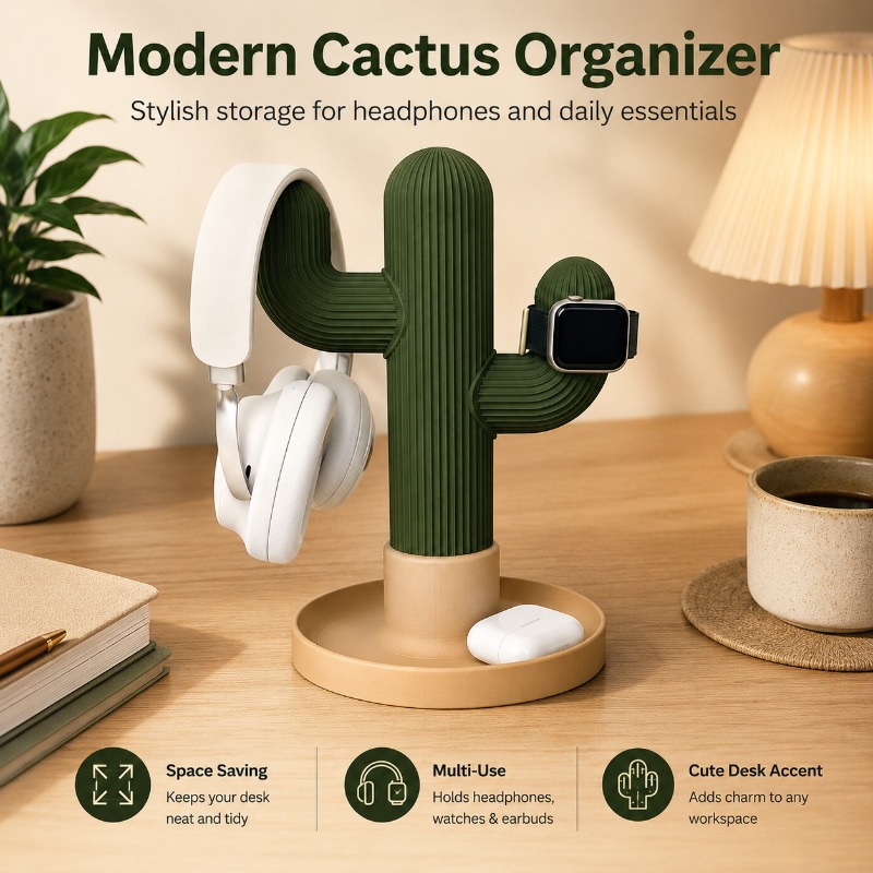 Minimalist Cactus Headset Stan - Headphone Stand Desk recension och pris