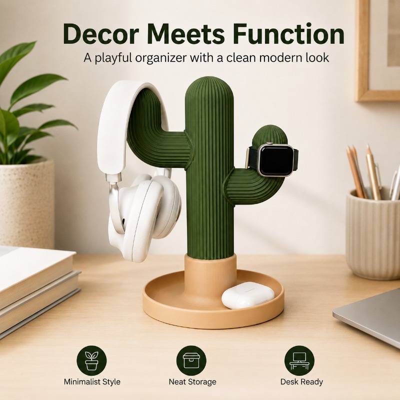 Minimalist Cactus Headset Stan - Headphone Stand Desk recension och pris